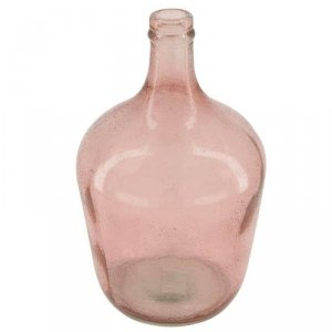 Wazon butelka z różowego szkła 30 cm