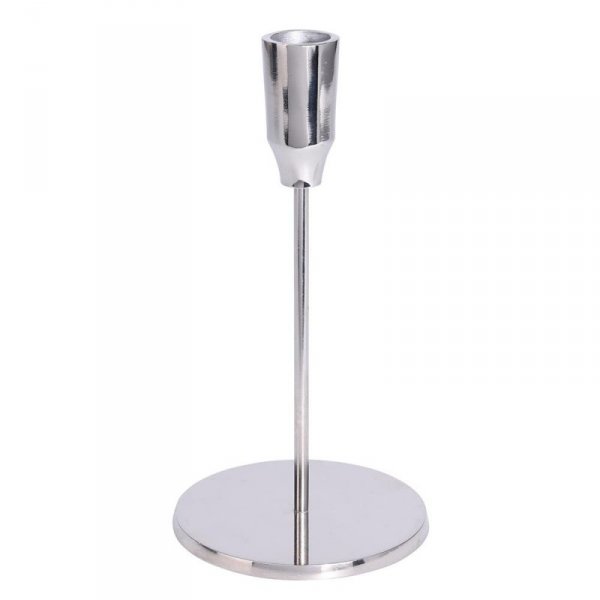 Świecznik aluminiowy srebrny 19,5 cm