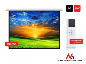 Maclean Ekran projekcyjny elektryczny MC-552 150 cali 300x220  4:3 ściana lub sufit