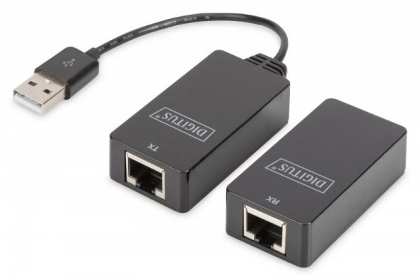 Digitus Przedłużacz/Extender USB 1.1 po skrętce Cat.5e/6 UTP/SFP do 45m, czarny, 20cm