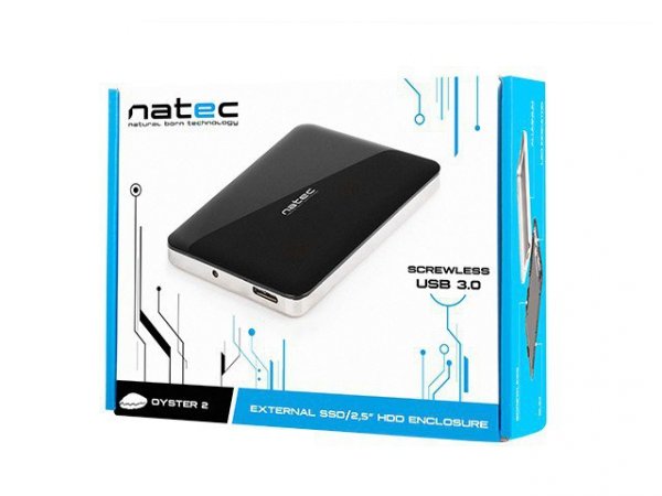 NATEC Kieszeń zewnętrzna HDD sata OYSTER 2 2,5&#039;&#039; USB 3.0 Aluminium Czarny