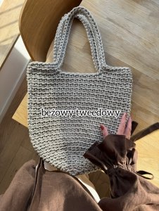 ZESTAW DO SZYDEŁKOWANIA torebki SHOPPERKI „krok po kroku” ze sznurka bawełnianego 