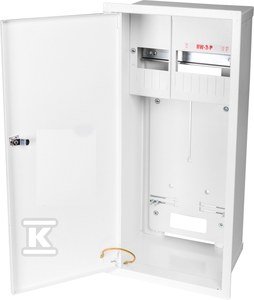 Rozdzielnica RW-3P Z /E P/T licznikowa 3F+miejsce na 11 zabezpieczeń drzwi pełne z zamkiem-płytka Z /E RW-3-P
