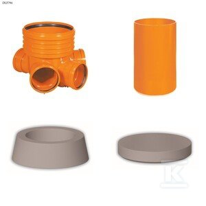 Studnia Diamir DN/OD 400 GŁADKA_ZESTAW: kineta zbiorcza TYP2 400xKG200 + trzon H=6m + stożek żelbetowy 400 kl.B125 + pokrywa żelbetowa 400 kl.A15 DLF794