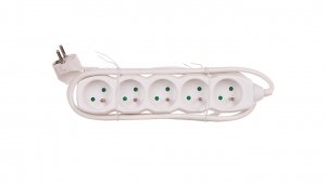 Przedłużacz 5-gniazd z/u 2m /H05VV-F 3G1/ biały P0512