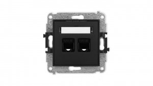ICON Mechanizm gniazda komputerowego podwójnego 2xRJ45, kat. 5e, 8-stykowy czarny mat 12IGK-2