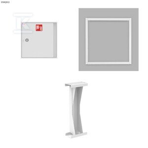 Hydrant wewnętrzny DN33, HWG-33-30 UNN, bez miejsca na gaśnicę, natynkowy, wąż półsztywny 30m, 780x780x250, k.biały, z ramką i podporą_ZESTAW DMQ922