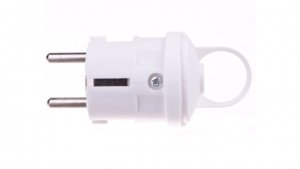 Wtyczka prosta 10/16A 250V 2P Z z uchwytem biała EM-GRC-01 P0038
