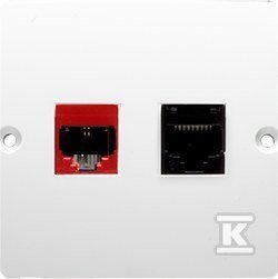 Gniazdo komputerowe RJ45 kat.5e + telefoniczne RJ12 (moduł), Basic moduł białe + Ramka pojedyncza BMR1/11 Basic moduł biały DMR929
