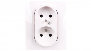 NILOE Gniazdo podwójne z/u kompaktowe 16 A 250V z przesłonami białe 764541