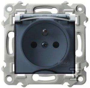 Gniazdo bryzgoszczelne z uziemieniem IP-44 wieczko przezroczyste - BIAŁY GPH-1ZZ/M/00/D