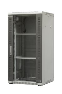 Szafa ramowa stojąca EmiterNet Top, 24U, drzwi przód blacha/szkło, 600x600x1180mm (szer./gł./wys.) (w zestawie: panel 2 wentylatorowy z termostatem, 2 półki, komplet śrub montażowych)