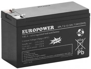 Akumulator AGM EUROPOWER serii EPL 12V 7,2Ah T1