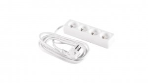 Przedłużacz 4-gniazda z/u 1,5m /H05VV-F 3G1/ biały PM-BW-4G-15