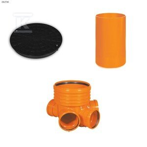 Studnia Diamir DN/OD 400 GŁADKA_ZESTAW: kineta zbiorcza TYP2 400xKG200 + trzon H=6m + pokrywa tworzywowa PP 400 kl.A15 DLF785