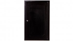 Szafa rack wisząca 10 9U 310x300 IP30 RAL9005 czarna (drzwi przeszklone) SZW-10-9U-30-DS-C