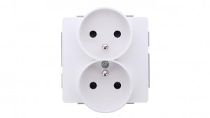 DECO Mechanizm gniazda podwójnego do ramki DECO Soft z uziemieniem 2x(2P+Z) (przesłony torów prądowych), biały mat 25DGPRSO-2zp