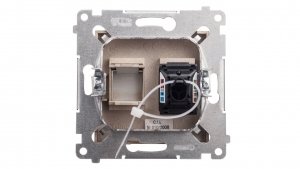 Simon 54 Gniazdo komputerowe pojedyncze RJ45 kat.6 z przesłoną złoty mat D61.01/44