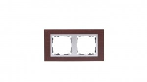 Simon 82 Ramka podwójna pozioma drewniana wenge/ ramka pośrednia aluminium mat 82927-65