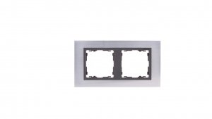 Simon 82 Ramka podwójna pozioma metalowa stal inox/ ramka pośrednia grafitowa 82827-37