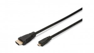 Kabel połączeniowy microHDMI Highspeed 1.4 Eth. GOLD Typ HDMI A/HDMI D, M/M czarny 2m AK-330109-020-S