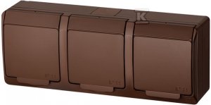 Gniazdo 3-krotne, natynkowe, IP44, brąz, HERMES 0323-06