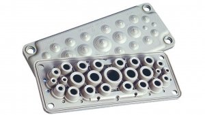 MC25/27 IP67 RAL 7035 kolor szary, Przepust wielootworowy ( z kompletem pinów) MBA1F27L11
