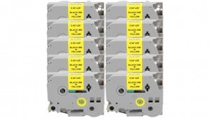 Taśma 10x Tze-651 do drukarki Brother 24mm x 8m żółta taśma czarny nadruk