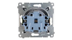 Simon 54 Gniazdo pojedyncze SCHUKO z/u 16A IP20 z przesłoną torów, szybkozłącza, srebrny mat DGSz1CZ.01/43
