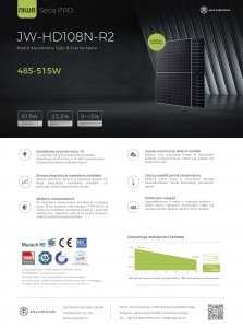 JOLYWOOD JW-HD-108N-500W R2 BIFACIAL Czarna Rama (N-type)