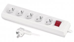 Przedłużacz z wyłącznikiem 5-gniazd z/u 10A 1,5m /OMY 3x1/ biały PS-570WS