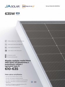 JA SOLAR JAM72D42-630W LB BIFACIAL (N-Type) MC4-EVO2