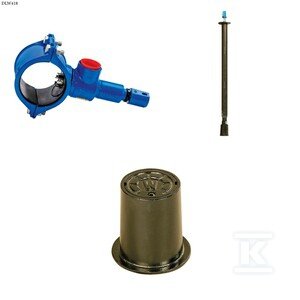 Nawiertka DN110x50 do rur PVC/PE, PN16, GJS + obudowa teleskopowa + skrzynka żeliwna ZESTAW DLW418