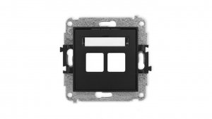 ICON Mechanizm gniazda multimedialnego podwójnego bez modułu (standard Keystone) czarny mat 12IGM-2P