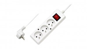 Przedłużacz z wyłącznikiem 3-gniazda z/u 10A 5m /OMY 3x1/ biały PS-370WS T-106120