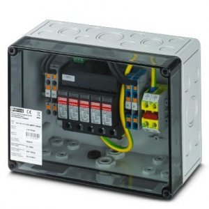 Skrzynka z ogranicznikami przepięć dla 2 MPPT / Phoenix-Contact / 1000DC / 2MPP-SPD-S / box 2 MPPT / 1101176 / Ogranicznik przepięć typ T1/T2 w szczelnej (IP65) obudowie z wyprowadzonymi przepustami (dławnicami)
