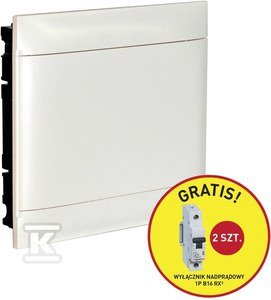 Rozdzielnica podtynkowa PRACTIBOX S 2x18 z drzwiami białymi, do ścian pełnych (36 modułowa) - promocja B16 gratis