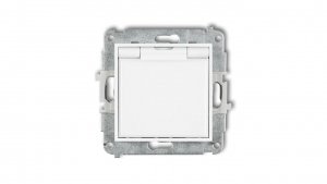 ICON Mechanizm gniazda bryzgoszczelnego z uziemieniem 2P Z (klapka biała, przesłony torów prądowych) biały IGPB-1zp