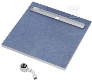Płyta spadkowa z odpływem liniowym Stabilsound Plus Subplate 80x80x5/12,5 cm, kwadratowy z maskownicą do zabudowy płytkami
