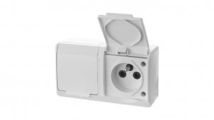 Hermes Gniazdo hermetyczne podwójne natynkowe z uziemieniem 16A IP44 białe GNT 0322-02