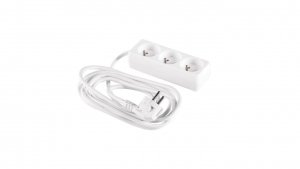Przedłużacz 3-gniazda z/u 3m /H05VV-F 3G1/ biały PM-BW-3G-30