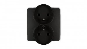 DECO Gniazdo podwójne z/u czarny mat 12DGPR-2zp