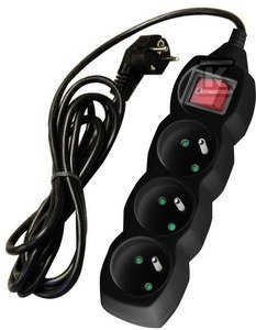 Przedłużacz z wyłącznikiem, 3 gniazda, czarny, 1.5 m ONNLINE OPP15
