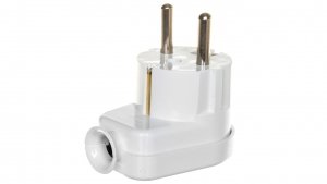 Wtyczka kątowa 16A 2P+Z Uni-Schuko 250V biała WT-16U