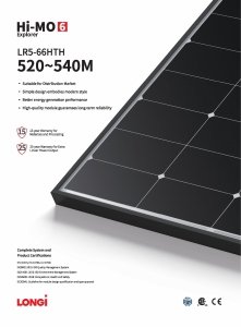 Moduł fotowoltaiczny Panel PV 525W Longi LR5-66HTH-525M Hi-MO 6 Explorer Black Frame Czarna rama