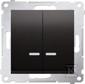 Łącznik świecznikowy z podświetleniem LED i do wersji IP44 10 AX, antracyt Simon54 + Ramka 1-krotna uniwersalna IP20 / IP44, antracyt Simon54 DMR856