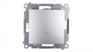 Simon 54 Łącznik schodowy z podświetleniem, szybkozłącza, srebrny mat IP20 DW6L.01/43