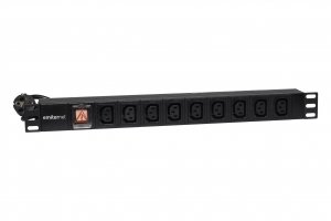 Listwa zasilająca standard EmiterNet 19  9 gn. IEC320 C13 10A, wtyk uni-schuko, kabel 2 m, wyłącznik