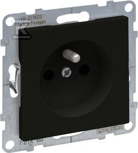 Gniazdo 2P+Z z przesłoną - 16 A - 250 V~ - zaciski automatyczne, CZARNY SUNO 721480