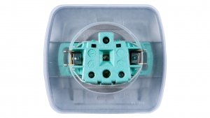 Simon Akord Gniazdo bryzgoszczelne z/u IP44 z klapką dymną aluminium metalizowane AGZ1Be/26a